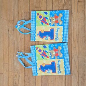 Set of Two Baby Boy 1st Birthday Gift Bag Colorful Birthday Gift Bag 12.5"×10.5"